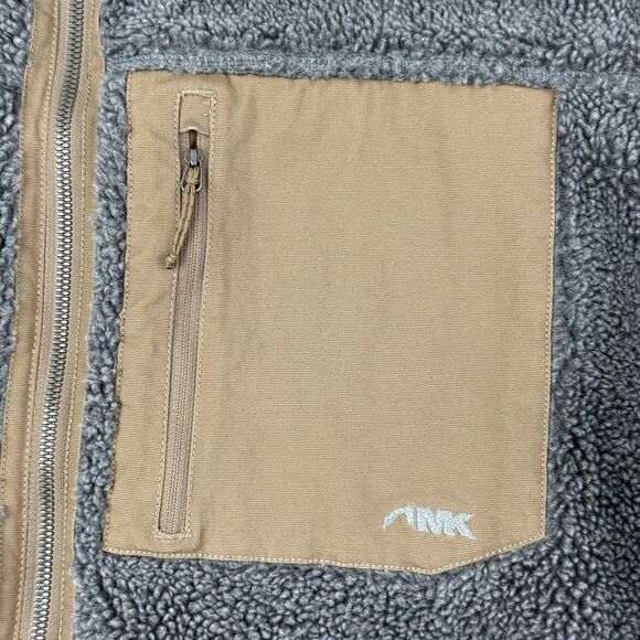 Mountain Khakis Fourteener Fleece Jacket Men XL Elbow Patches Sherpa Canvas Gray - Picture 6 of 14